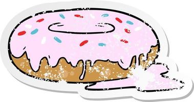 vinheta angustiada de um donut de desenho animado vetor