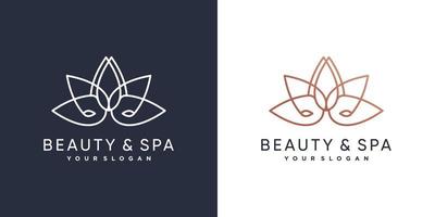 logotipo de beleza e spa com conceito de lótus de beleza vetor premium parte 1