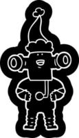 ícone de desenho animado amigável de um alienígena usando chapéu de Papai Noel vetor