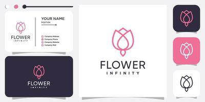 logotipo de flor com vetor premium de conceito de linha infinita