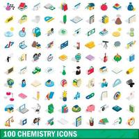 conjunto de 100 ícones de química, estilo 3d isométrico vetor