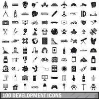 conjunto de 100 ícones de desenvolvimento, estilo simples vetor