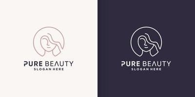 resumo de logotipo de mulher com conceito de linha criativa premium vector parte 2