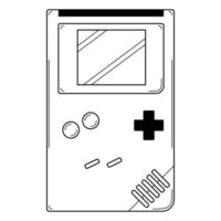 console de jogos portátil desenhado à mão. atributo dos anos 90 para o entretenimento. estilo doodle. retrato falado. ilustração vetorial vetor