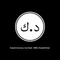 símbolo de ícone de moeda do kuwait com código iso. dinar kuwaitiano. código iso kwd. ilustração vetorial vetor