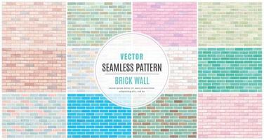 coleção de padrão sem costura de parede de tijolo de bloco colorido definir fundo de textura vetor
