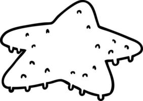 doodle de desenho de linha de um peixe estrela vetor