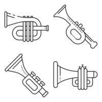 conjunto de ícones de trompete, estilo de contorno vetor