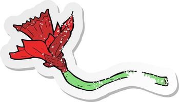 adesivo retrô angustiado de uma flor de narciso de desenho animado vetor