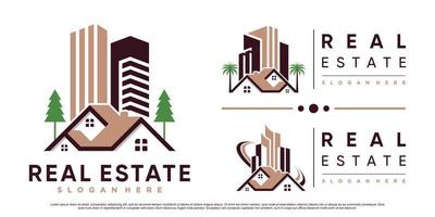 definir coleção de inspiração de design de logotipo de construção imobiliária com vetor premium de conceito moderno