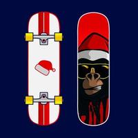 skate estilo natal arte vetorial potrait logotipo design colorido com fundo escuro. ilustração gráfica abstrata. fundo preto isolado para camiseta, pôster, roupas, merch vetor