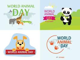 conjunto de banner do dia mundial dos animais, estilo simples vetor