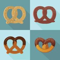 conjunto de ícones de pretzel, estilo simples vetor