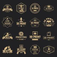 Conjunto de ícones de logotipo de impressão 3D, estilo simples vetor