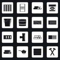 vetor de quadrados de conjunto de ícones de materiais de construção