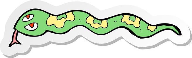 adesivo de uma cobra assobiando de desenho animado vetor