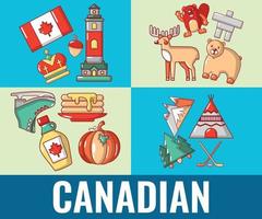 banner de conceito canadense, estilo cartoon vetor