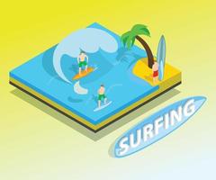 banner de conceito de surf, estilo isométrico vetor