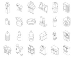 equipamento para ícones de purificação de água definir contorno vetorial vetor