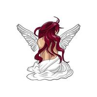 anjo com design de ilustração vetorial de cabelo vermelho