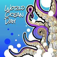design de ilustração vetorial dia mundial do oceano vetor
