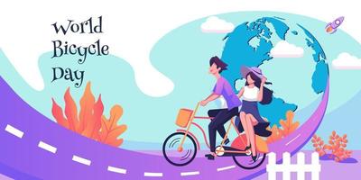 design de ilustração plana de vetor do dia mundial da bicicleta