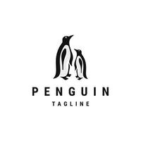 vetor plano de modelo de design de ícone de logotipo de pinguim da família