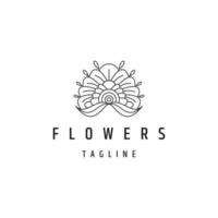 vetor plano de modelo de design de ícone de logotipo de linha de flores