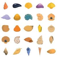conjunto de ícones de concha do mar vetor isolado
