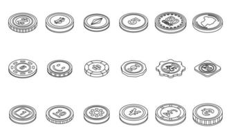 ícones de tokens definir contorno vetorial vetor