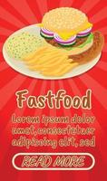 banner de conceito de fastfood, estilo isométrico de quadrinhos vetor
