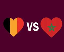 bélgica e estados unidos bandeira coração símbolo design europa e áfrica futebol final vetor países europeus e africanos ilustração de times de futebol