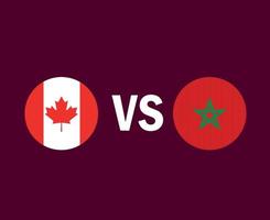 canadá e marrocos bandeira símbolo design américa do norte e áfrica futebol final vetor ilustração de equipes de futebol de países da américa do norte e da África