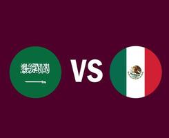 arábia saudita e méxico bandeira símbolo design américa do norte e ásia futebol final vetor ilustração de times de futebol de países da américa do norte e asiáticos