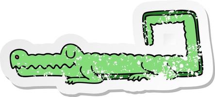 vinheta angustiada de um crocodilo de desenho animado desenhado à mão peculiar vetor