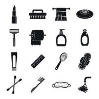 conjunto de ícones de ferramentas de higiene, estilo simples vetor