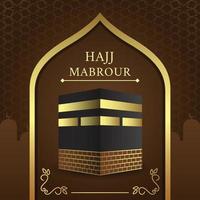 ilustração de hajj mabrour com ouro kaaba e fundo de vetor preto