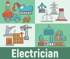 banner de conceito de eletricista, estilo cartoon vetor