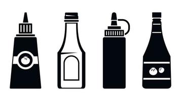conjunto de ícones de garrafa de ketchup, estilo simples vetor