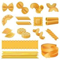 conjunto de maquete penne de macarrão fusilli, estilo realista vetor