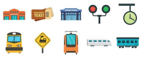 conjunto de ícones da estação ferroviária, estilo simples