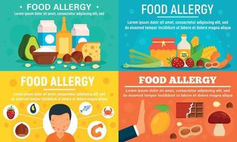 conjunto de banner de alergia alimentar, estilo simples vetor
