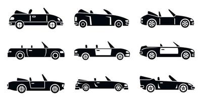 conjunto de ícones de carro conversível, estilo simples vetor