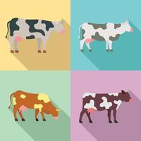 conjunto de ícones de vaca, estilo simples vetor