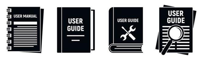 conjunto de ícones de instruções do guia do usuário, estilo simples vetor