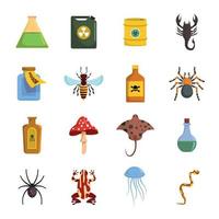 conjunto de ícones tóxicos de perigo de veneno, estilo simples