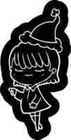 ícone dos desenhos animados de uma mulher usando chapéu de papai noel vetor