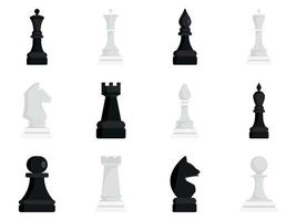 conjunto de ícones de xadrez, estilo simples vetor