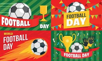 conjunto de banner de dia de futebol, estilo simples vetor