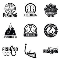 conjunto de logotipos de gancho de pesca, estilo simples vetor